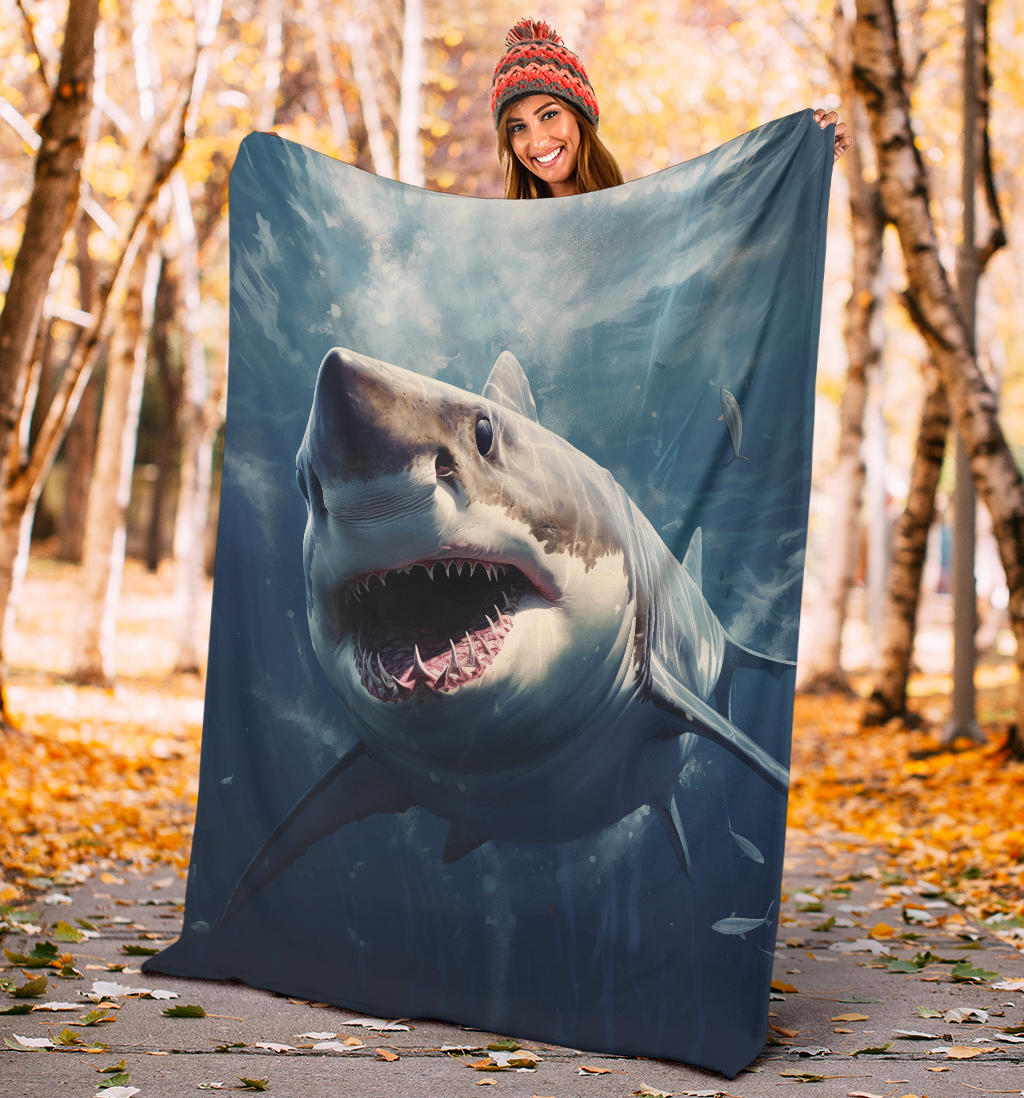 Great White Shark Blanket, Shark Throw Blanket, Shark Fleece Blanket, Shark Gifts, Custom Shark Blanket