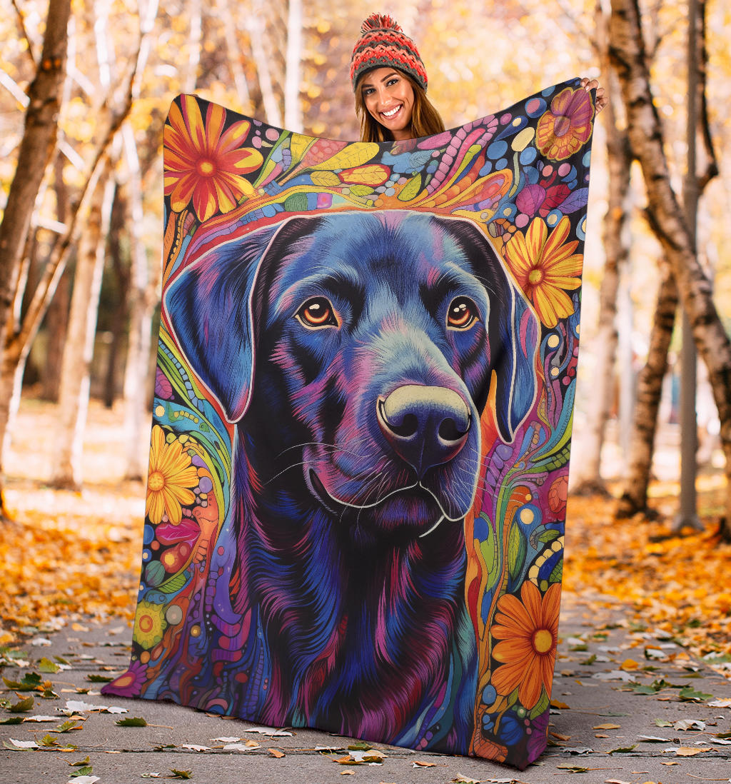 Trippy Psychedelics Labrador Retriever Blanket, Labrador Retriever Throw Blanket, Labrador Retriever Fleece Blanket, Labrador Retriever Gift