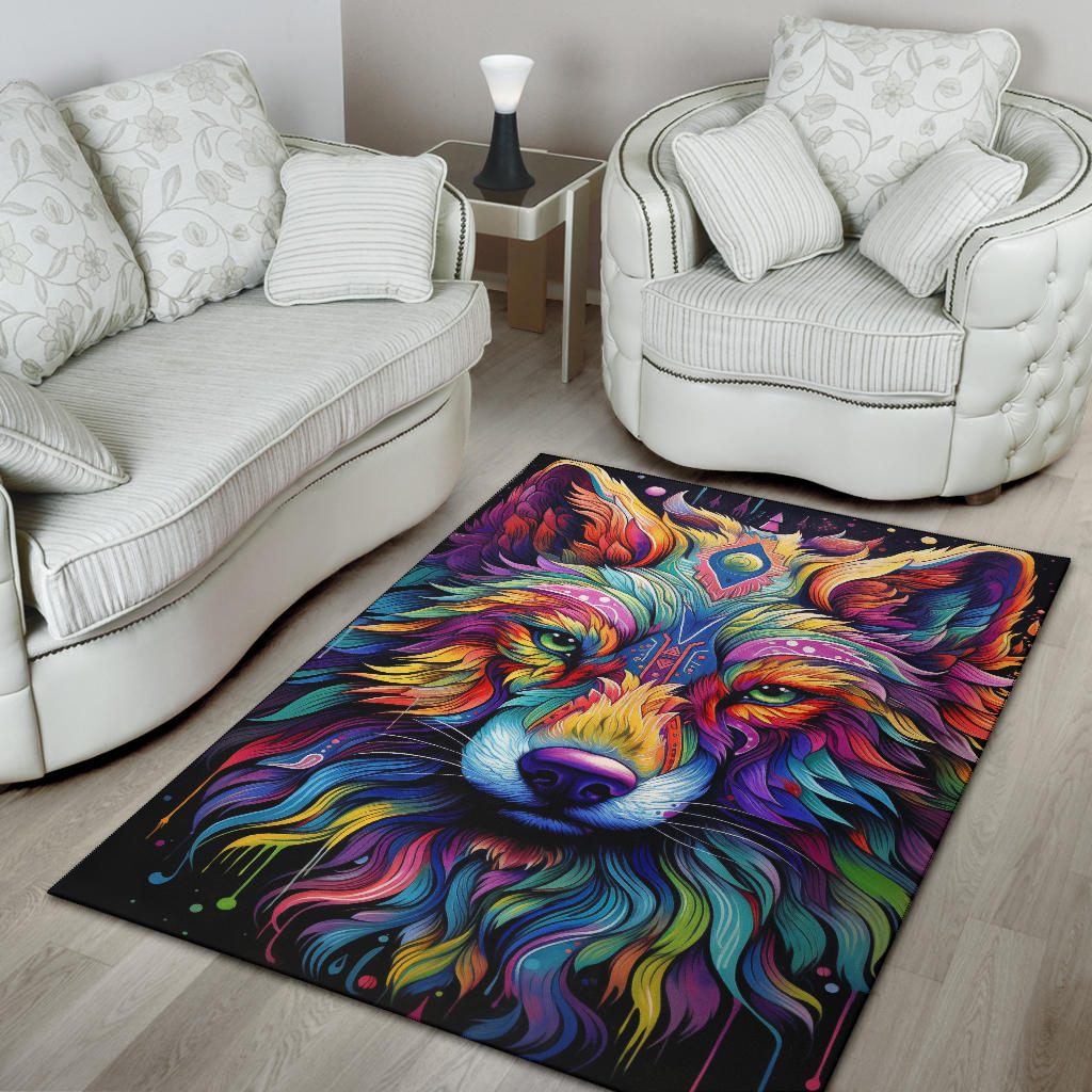 Wolf rug, Wolf Trippy Rug, Wolf Gifts, Wolf Decor