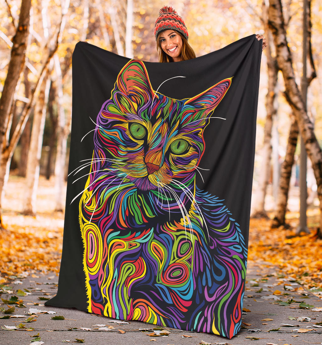 American Shorthair cat Blanket, Trippy Psychedelics American Shorthair cat Fleece Blanket, American Shorthair cat Throw Blanket, American Shorthair cat Gifts