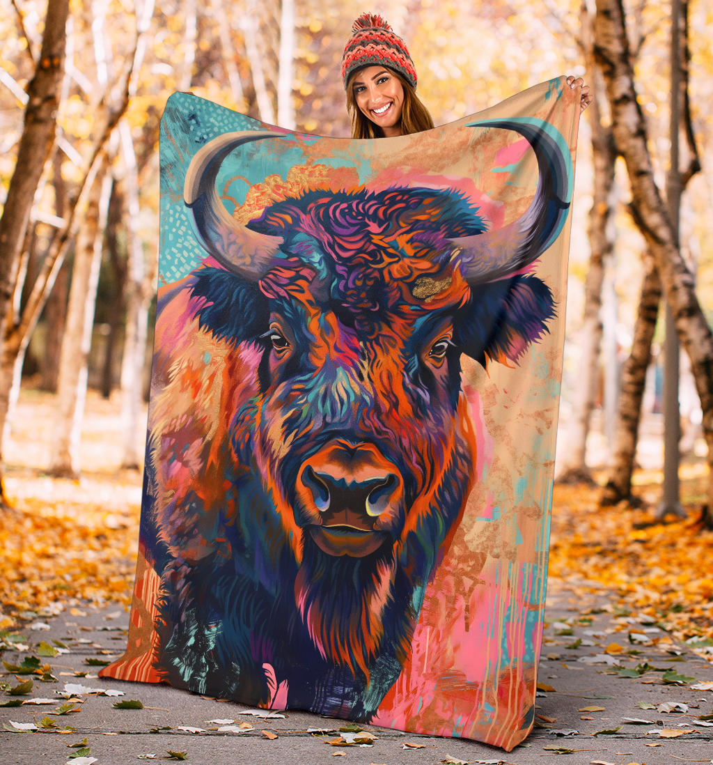 Buffalo Blanket, Trippy Psychedelics Buffalo Fleece Blanket, Buffalo Throw Blanket, Buffalo Gifts