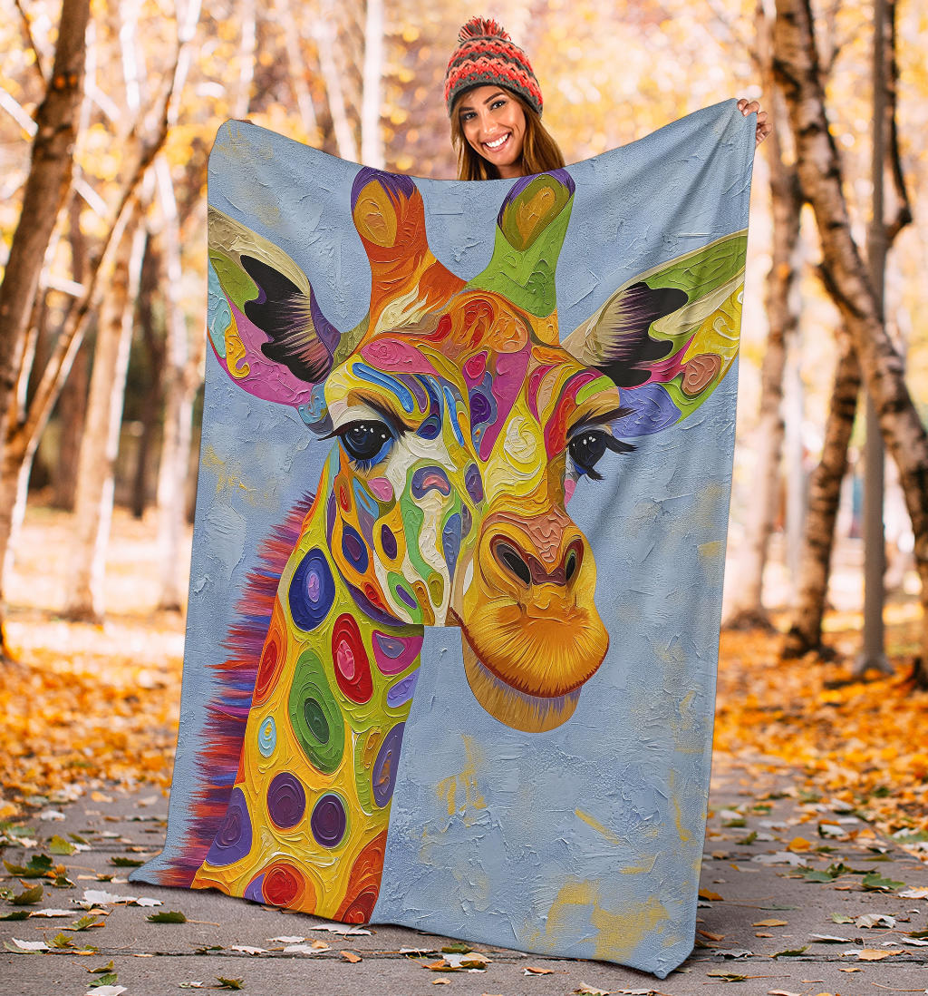 Giraffe Blanket, Trippy Psychedelics Giraffe Fleece Blanket, Giraffe Throw Blanket, Giraffe Gifts