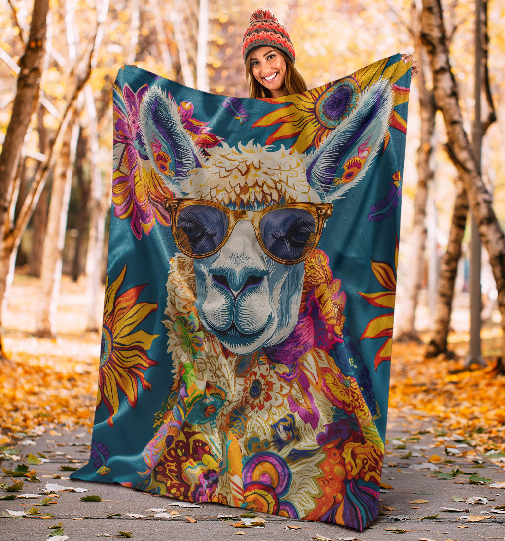 Lama Blanket, Trippy Psychedelics Lama Fleece Blanket, Lama Throw Blanket, Lama Gifts