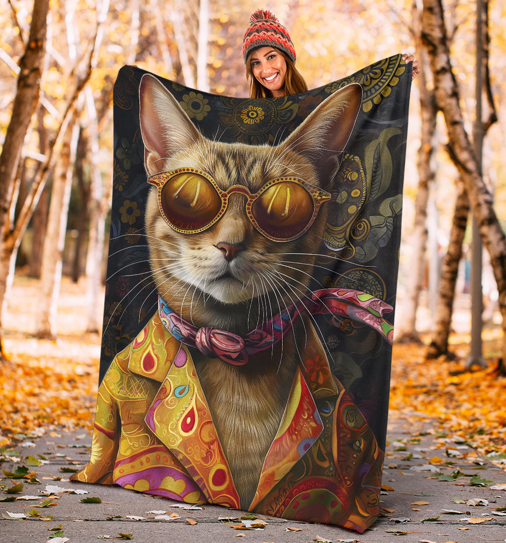 Oriental Cat Blanket, Trippy Psychedelics Oriental Cat Fleece Blanket, Oriental Cat Throw Blanket, Oriental Cat Gifts