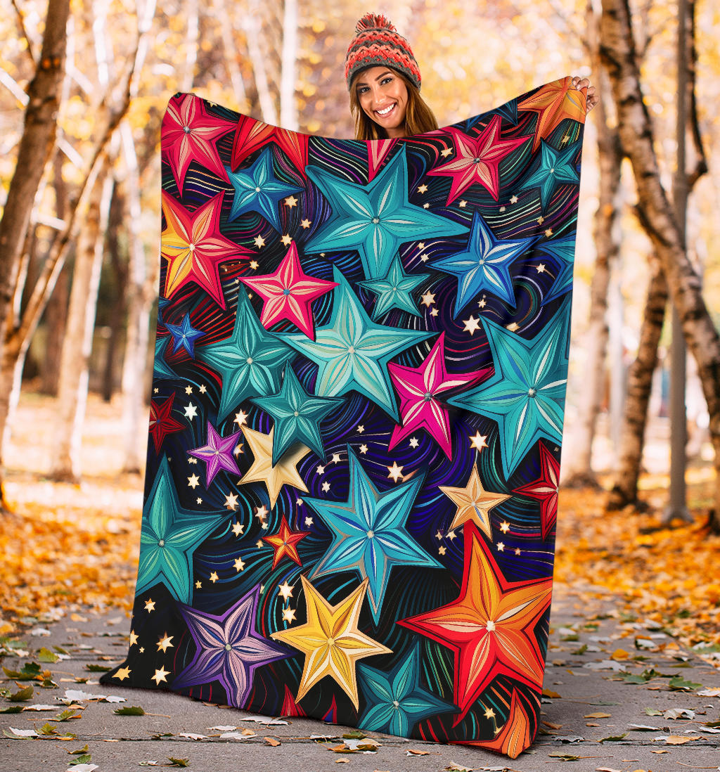 Stars Blanket, Trippy Psychedelics Stars Blanket, Stars Gifts, Flower Child Blanket