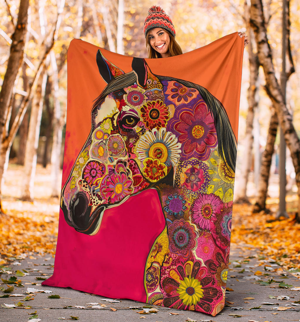 Horse Blanket, Trippy Psychedelics Horse Fleece Blanket, Horse Throw Blanket, Horse Gifts