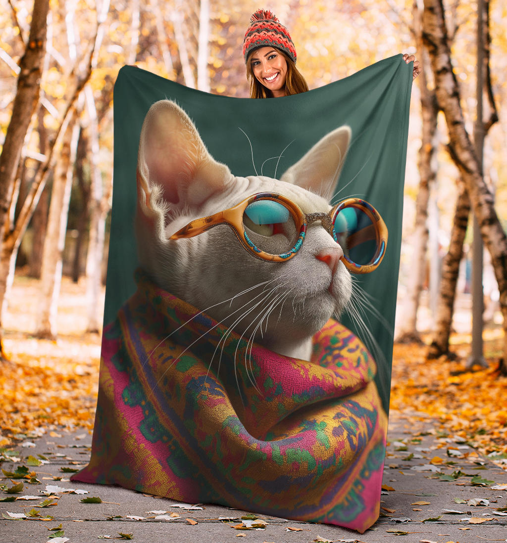 Devon Rex cat Blanket, Trippy Psychedelics Devon Rex cat Fleece Blanket, Devon Rex cat Throw Blanket, Devon Rex cat Gifts