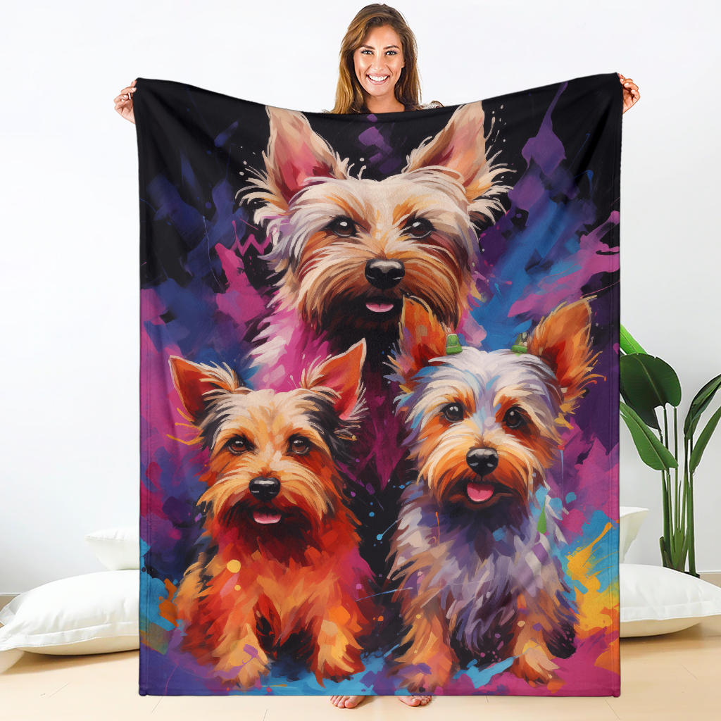 Australian Terrier Blanket, Trippy Psychedelics Australian Terrier Fleece Blanket, Australian Terrier Throw Blanket, Australian Terrier Gifts