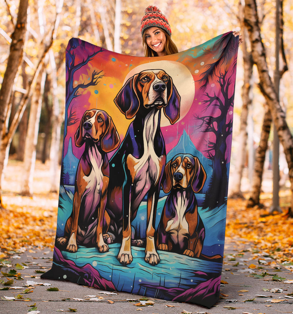 Treeing Walker Coonhound Blanket, Trippy Psychedelics Treeing Walker Coonhound Fleece Blanket, Treeing Walker Coonhound Throw Blanket, Treeing Walker Coonhound Gifts