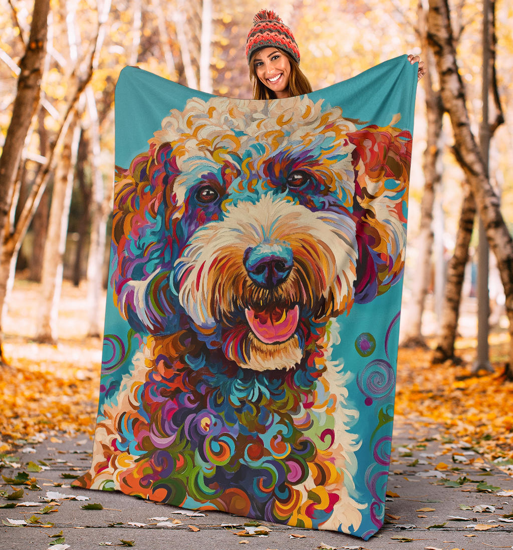 Lagotto Romagnolo Dog Blanket, Trippy Psychedelics Lagotto Romagnolo Dog Fleece Blanket, Lagotto Romagnolo Dog Throw Blanket, Lagotto Romagnolo Dog Gifts