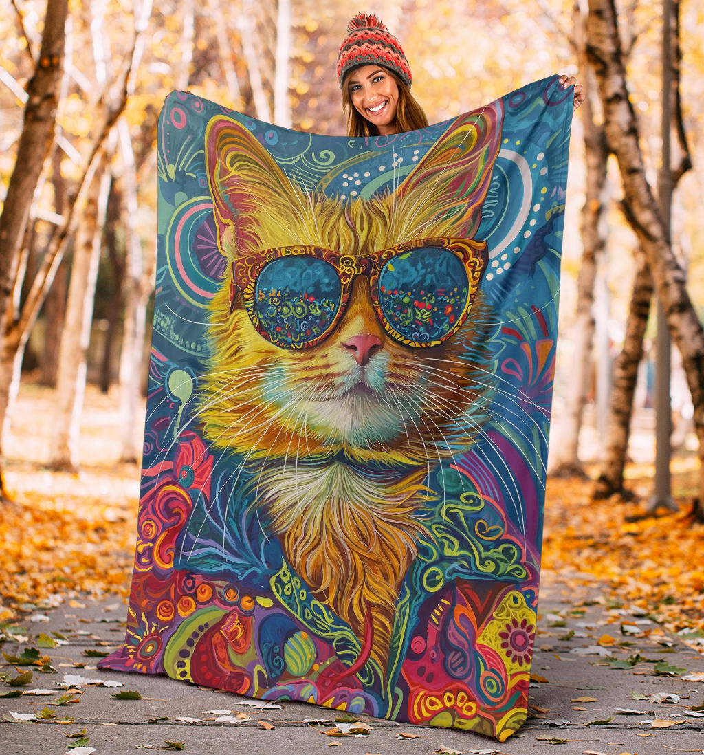 Ragamuffin Cat Blanket, Trippy Psychedelics Ragamuffin Cat Fleece Blanket, Ragamuffin Cat Throw Blanket, Ragamuffin Cat Gifts