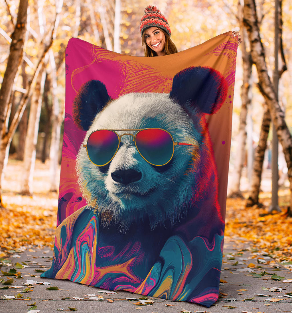 Panda Blanket, Trippy Psychedelics Panda Fleece Blanket, Panda Throw Blanket, Panda Gifts