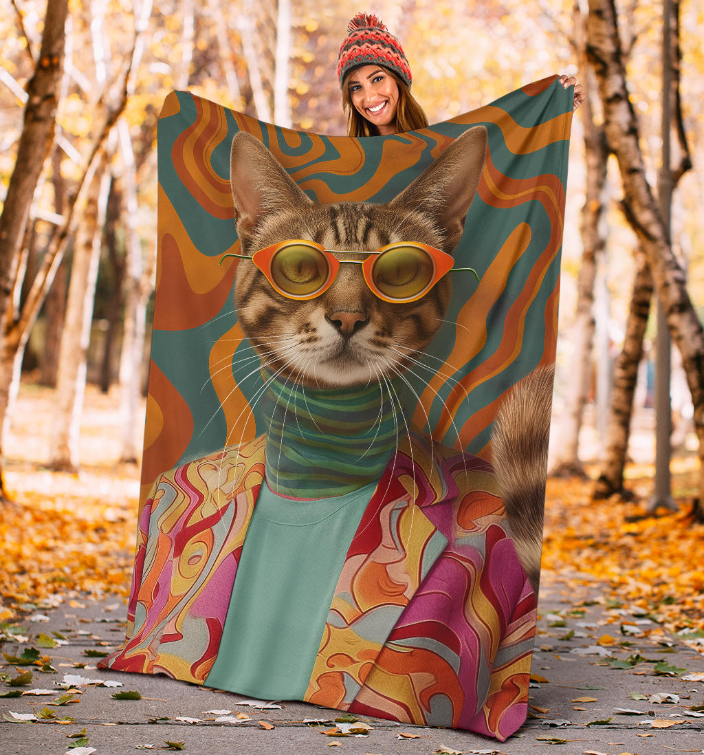 Ocicat Cat Blanket, Trippy Psychedelics Ocicat Cat Fleece Blanket, Ocicat Cat Throw Blanket, Ocicat Cat Gifts