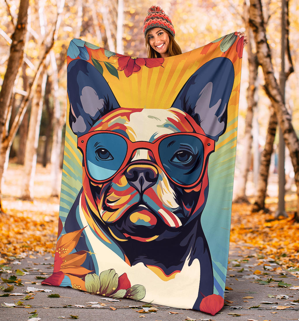 French Bulldog Blanket, Trippy Psychedelics French Bulldog Fleece Blanket, French Bulldog Throw Blanket, French Bulldog Gifts