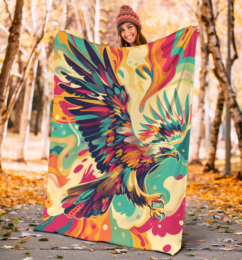 Eagle Blanket, Trippy Psychedelics Eagle Fleece Blanket, Eagle Throw Blanket, Eagle Gifts