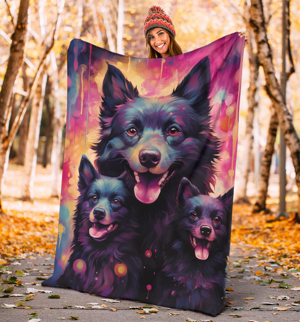 Schipperke Blanket, Trippy Psychedelics Schipperke Fleece Blanket, Schipperke Throw Blanket, Schipperke Gifts