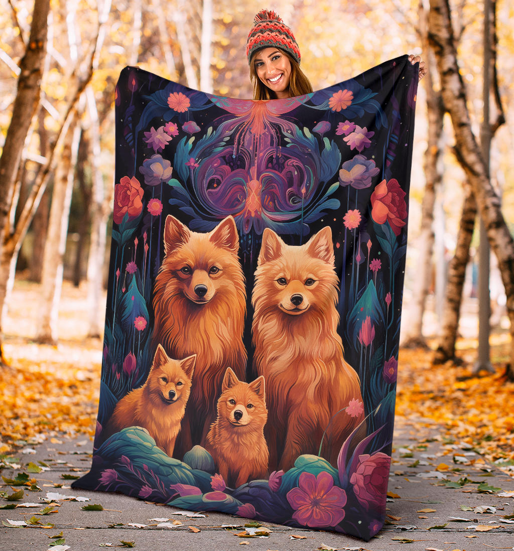 Finnish Spitz Blanket, Trippy Psychedelics Finnish Spitz Fleece Blanket, Finnish Spitz Throw Blanket, Finnish Spitz Gifts