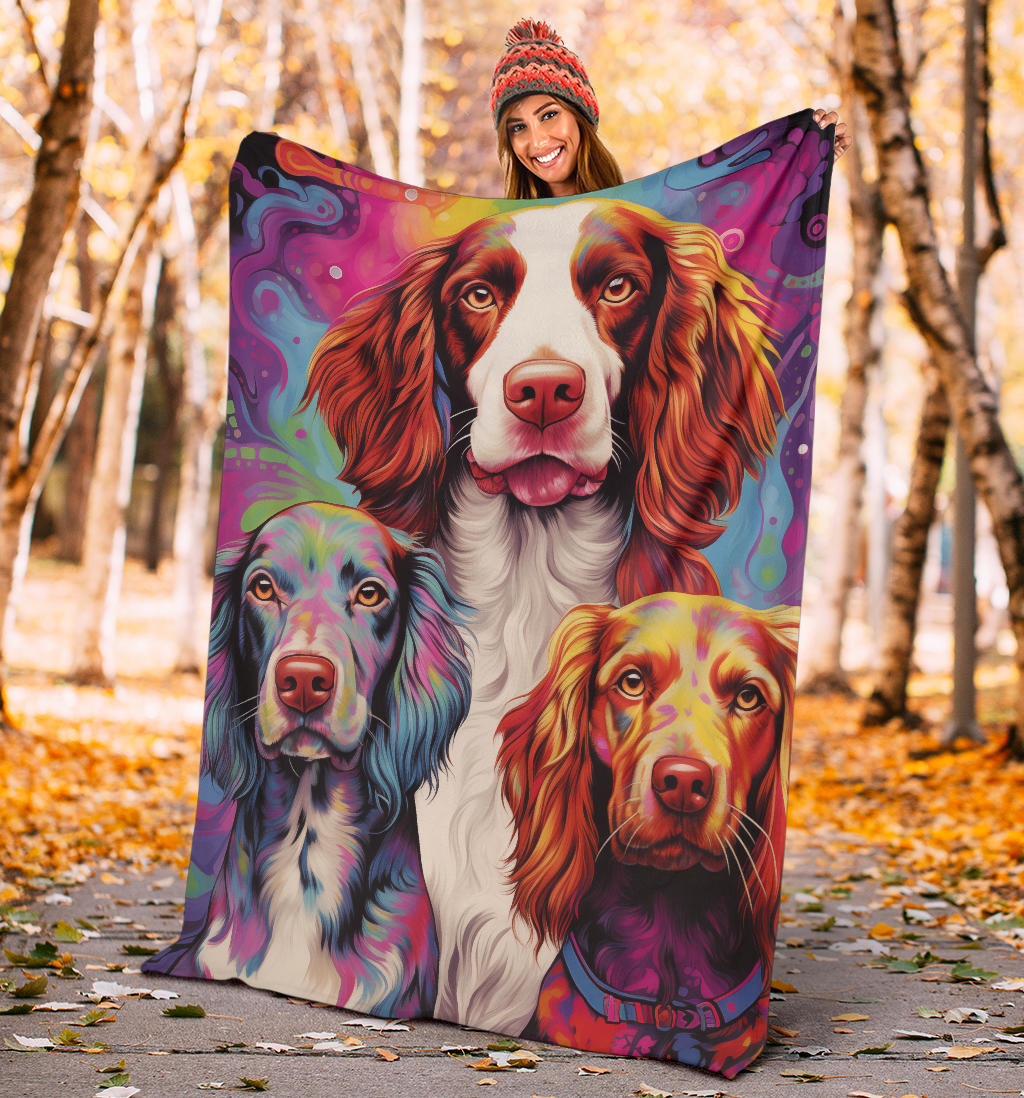 Welsh Springer Spaniel Blanket, Trippy Psychedelics Welsh Springer Spaniel Fleece Blanket, Welsh Springer Spaniel Throw Blanket, Welsh Springer Spaniel Gifts