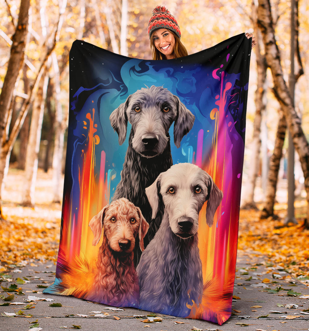 Bedlington Terrier Blanket, Trippy Psychedelics Bedlington Terrier Fleece Blanket, Bedlington Terrier Throw Blanket, Bedlington Terrier Gifts