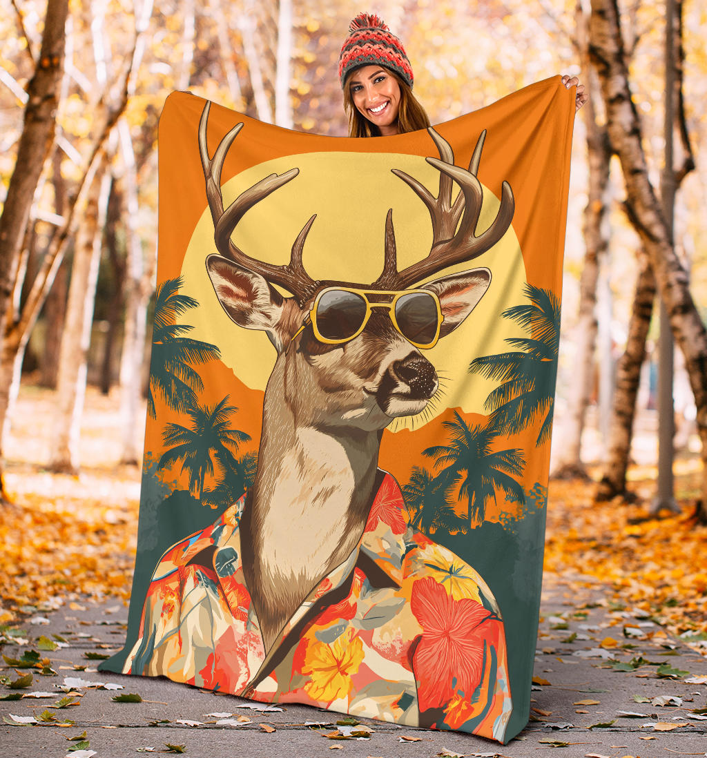 Deer Blanket, Trippy Psychedelics Deer Fleece Blanket, Deer Throw Blanket, Deer Gifts