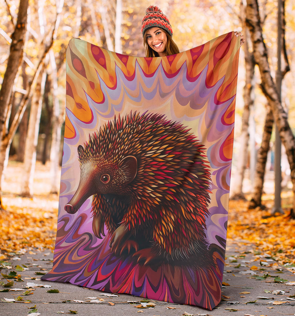 Echidna Blanket, Trippy Psychedelics Echidna Fleece Blanket, Echidna Throw Blanket, Echidna Gifts