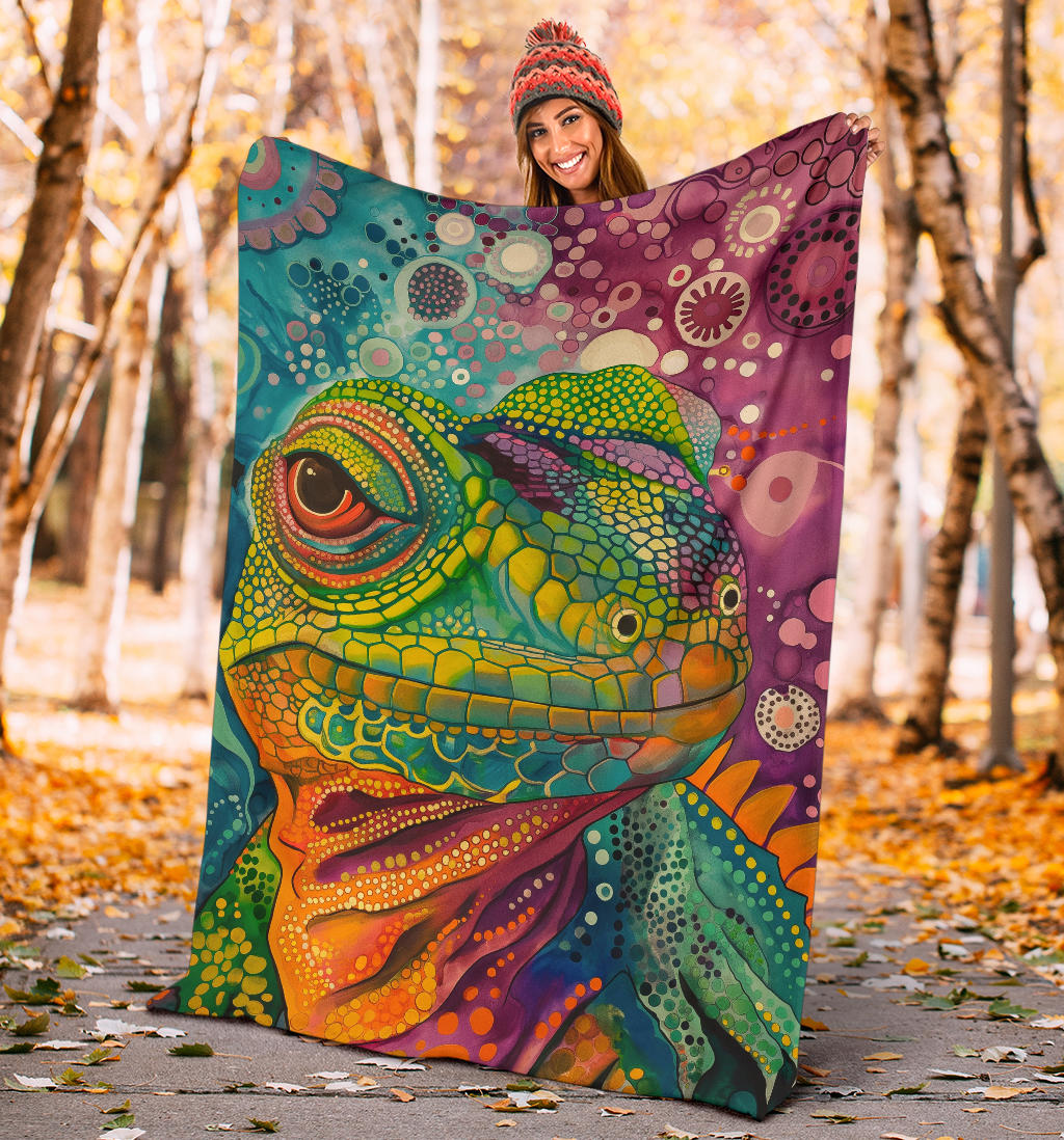 Lizard Blanket, Trippy Psychedelics Lizard Fleece Blanket, Lizard Throw Blanket, Lizard Gifts