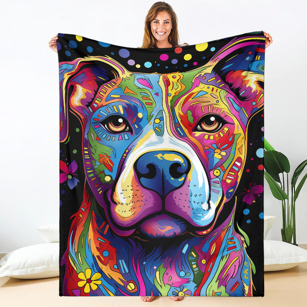 American Staffordshire Terrier Blanket, Trippy Psychedelics American Staffordshire Terrier Fleece Blanket, American Staffordshire Terrier Throw Blanket, American Staffordshire Terrier Gifts