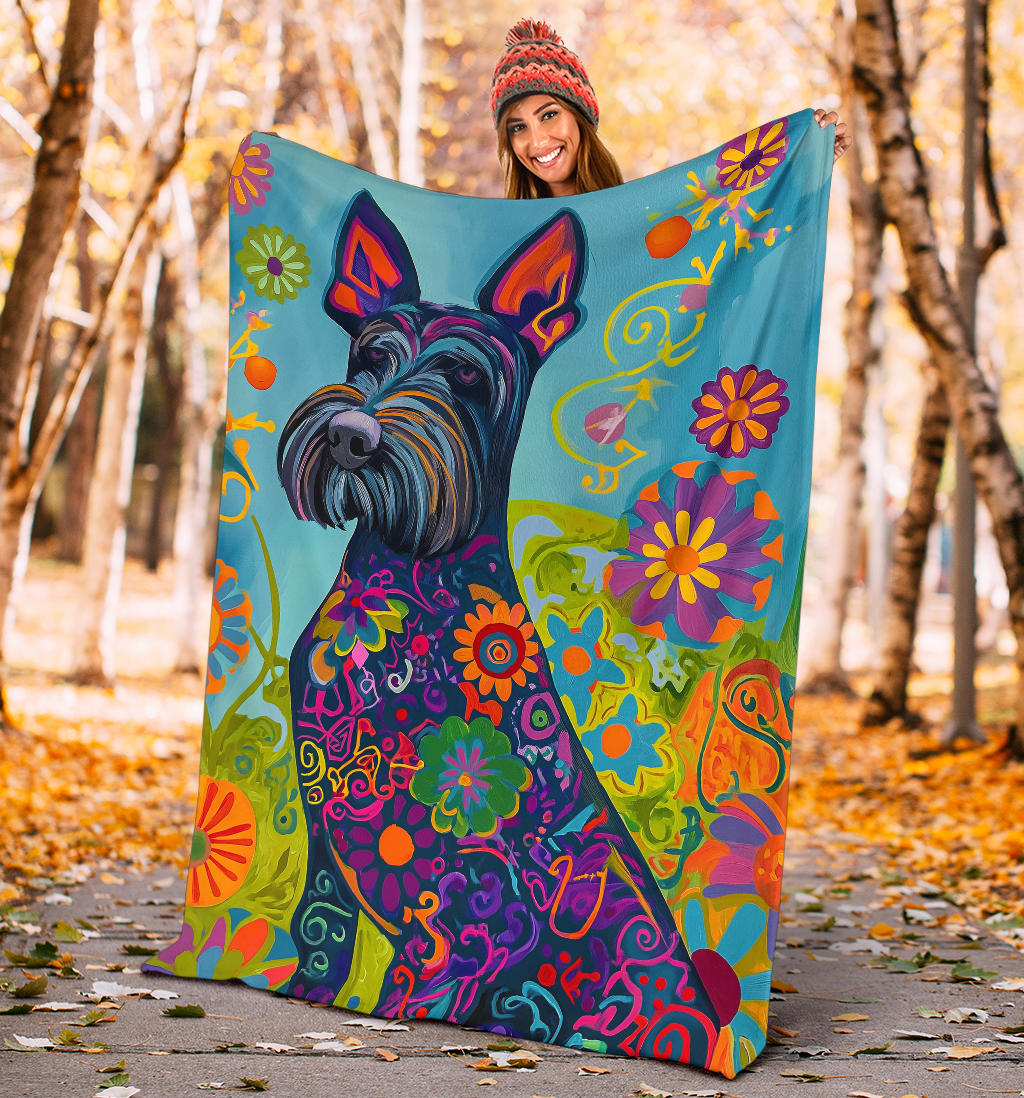 Kerry Blue Terrier Blanket, Trippy Psychedelics Kerry Blue Terrier Fleece Blanket, Kerry Blue Terrier Throw Blanket, Kerry Blue Terrier Gifts