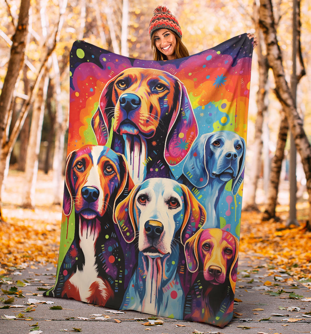 English Foxhound Blanket, Trippy Psychedelics English Foxhound Fleece Blanket, English Foxhound Throw Blanket, English Foxhound Gifts