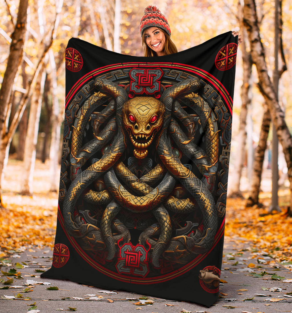 Snake Mandala Blanket, Snake Fleece Blanket, Snake Gifts, Snake Skull Blanket