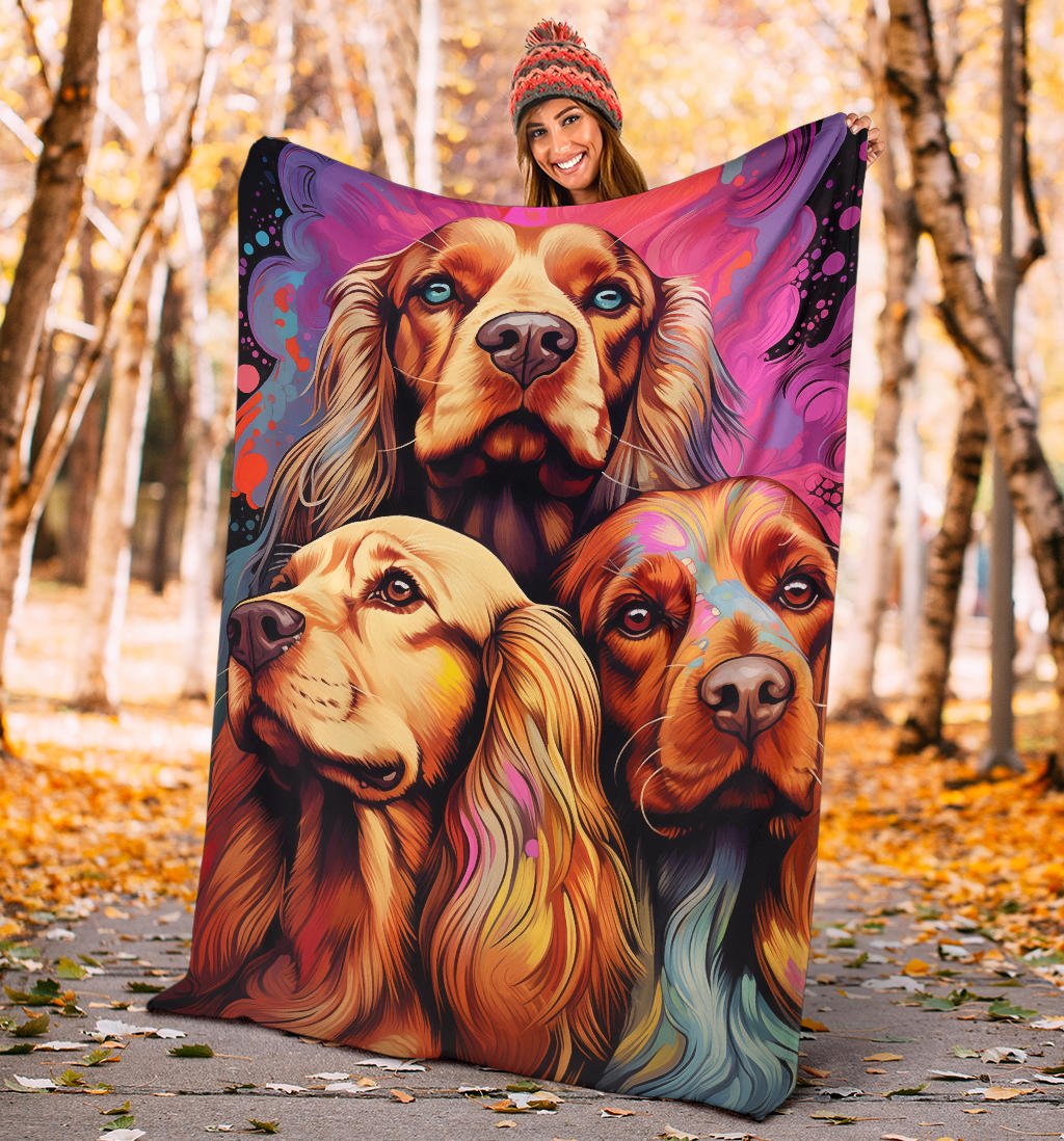 Sussex Spaniel Blanket, Trippy Psychedelics Sussex Spaniel Fleece Blanket, Sussex Spaniel Throw Blanket, Sussex Spaniel Gifts