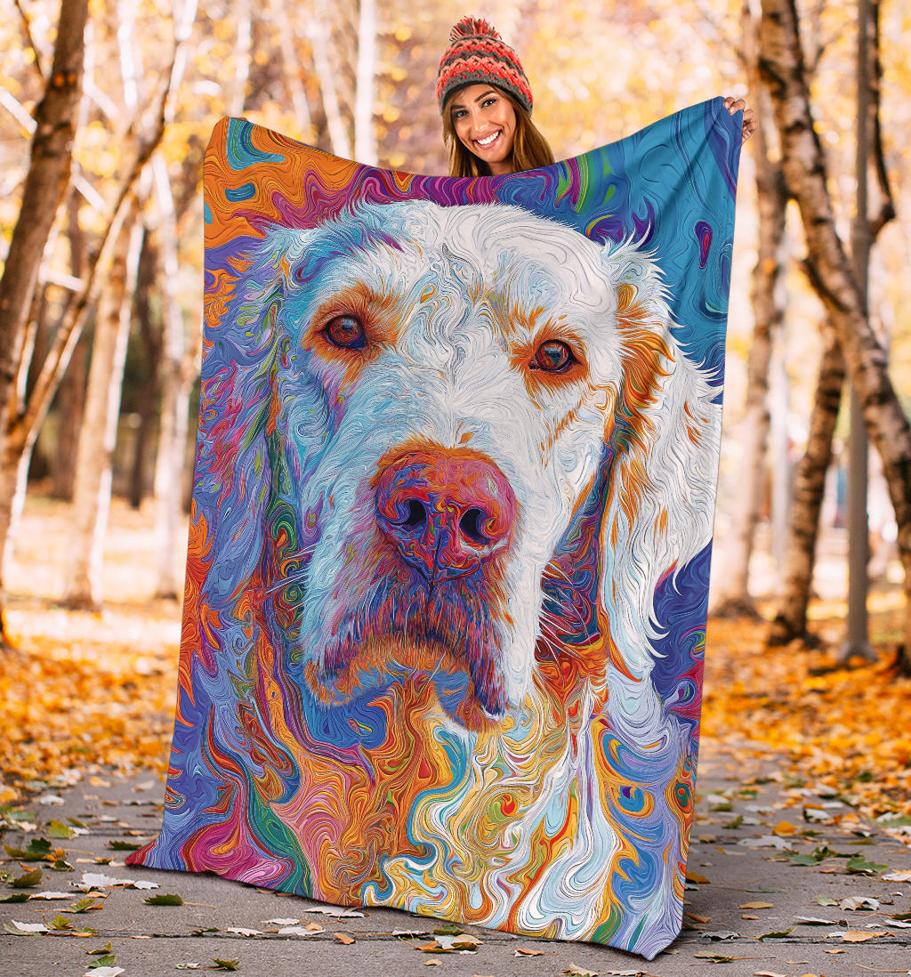 Kuvasz Dog Blanket, Trippy Psychedelics Kuvasz Dog Fleece Blanket, Kuvasz Dog Throw Blanket, Kuvasz Dog Gifts