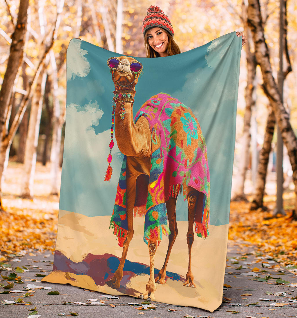 Camel Blanket, Trippy Psychedelics Camel Fleece Blanket, Camel Throw Blanket, Camel Gifts