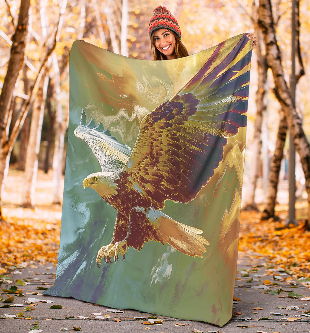 Eagle Blanket, Trippy Psychedelics Eagle Fleece Blanket, Eagle Throw Blanket, Eagle Gifts