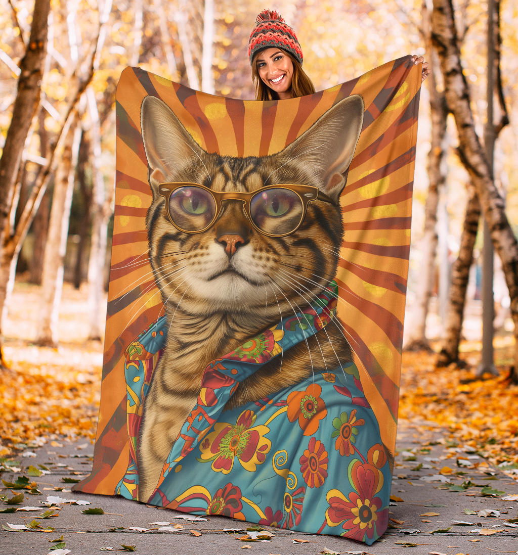 Bengal cat Blanket, Trippy Psychedelics Bengal cat Fleece Blanket, Bengal cat Throw Blanket, Bengal cat Gifts