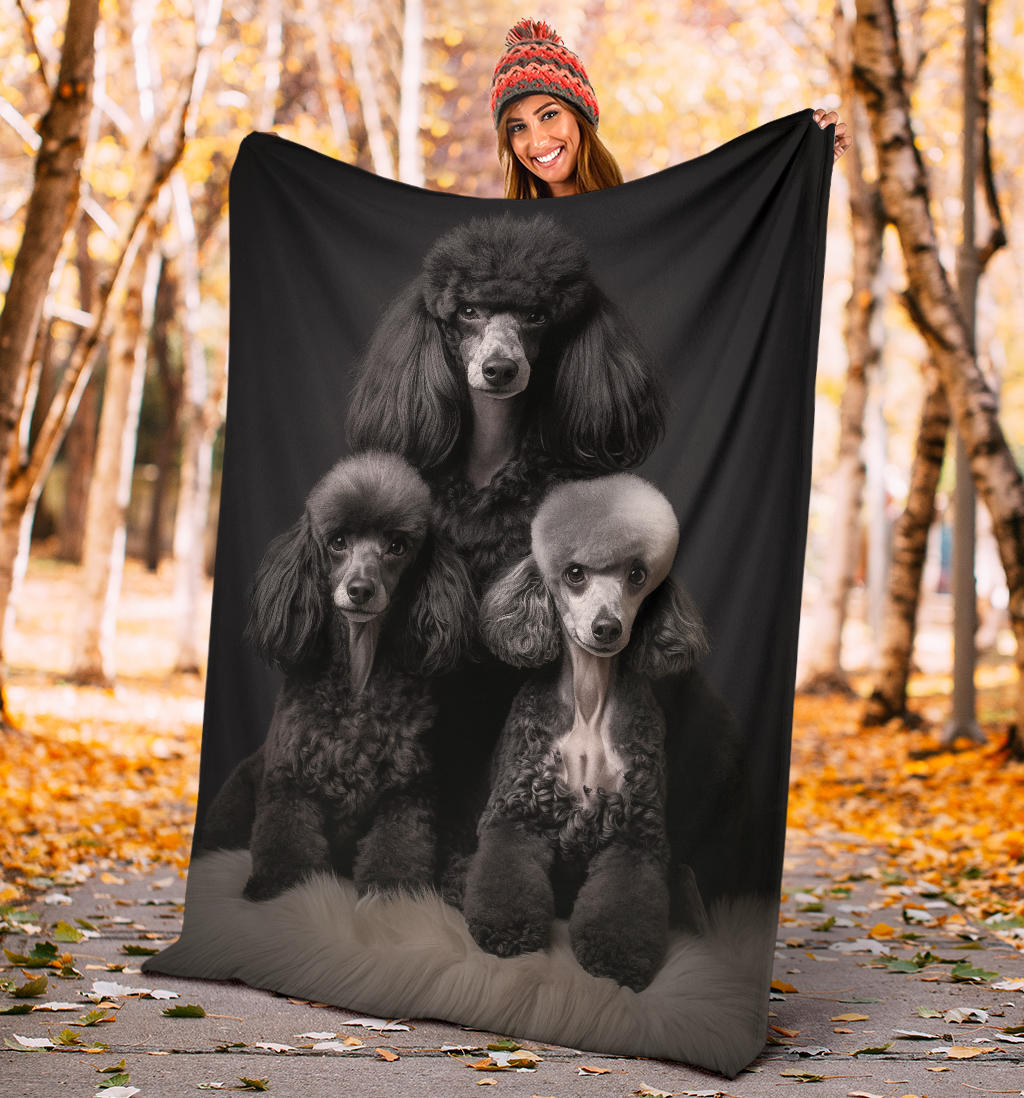 Poodle Family Blanket, Poodle Gifts, Poodle Fleece Blanket, Poodle Throw Blanket