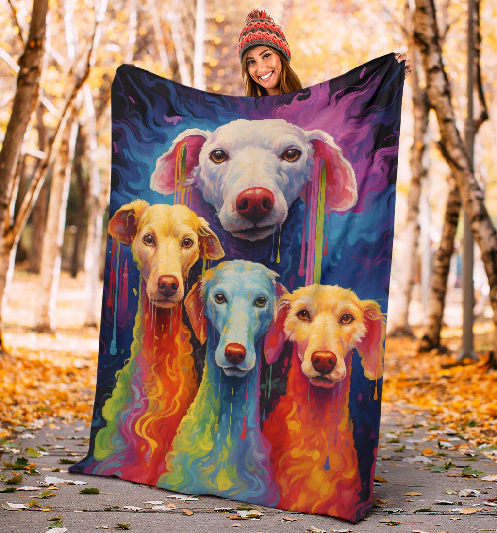 Bedlington Terrier Blanket, Trippy Psychedelics Bedlington Terrier Fleece Blanket, Bedlington Terrier Throw Blanket, Bedlington Terrier Gifts