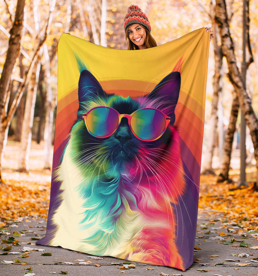 Birman cat Blanket, Trippy Psychedelics Birman cat Fleece Blanket, Birman cat Throw Blanket, Birman cat Gifts