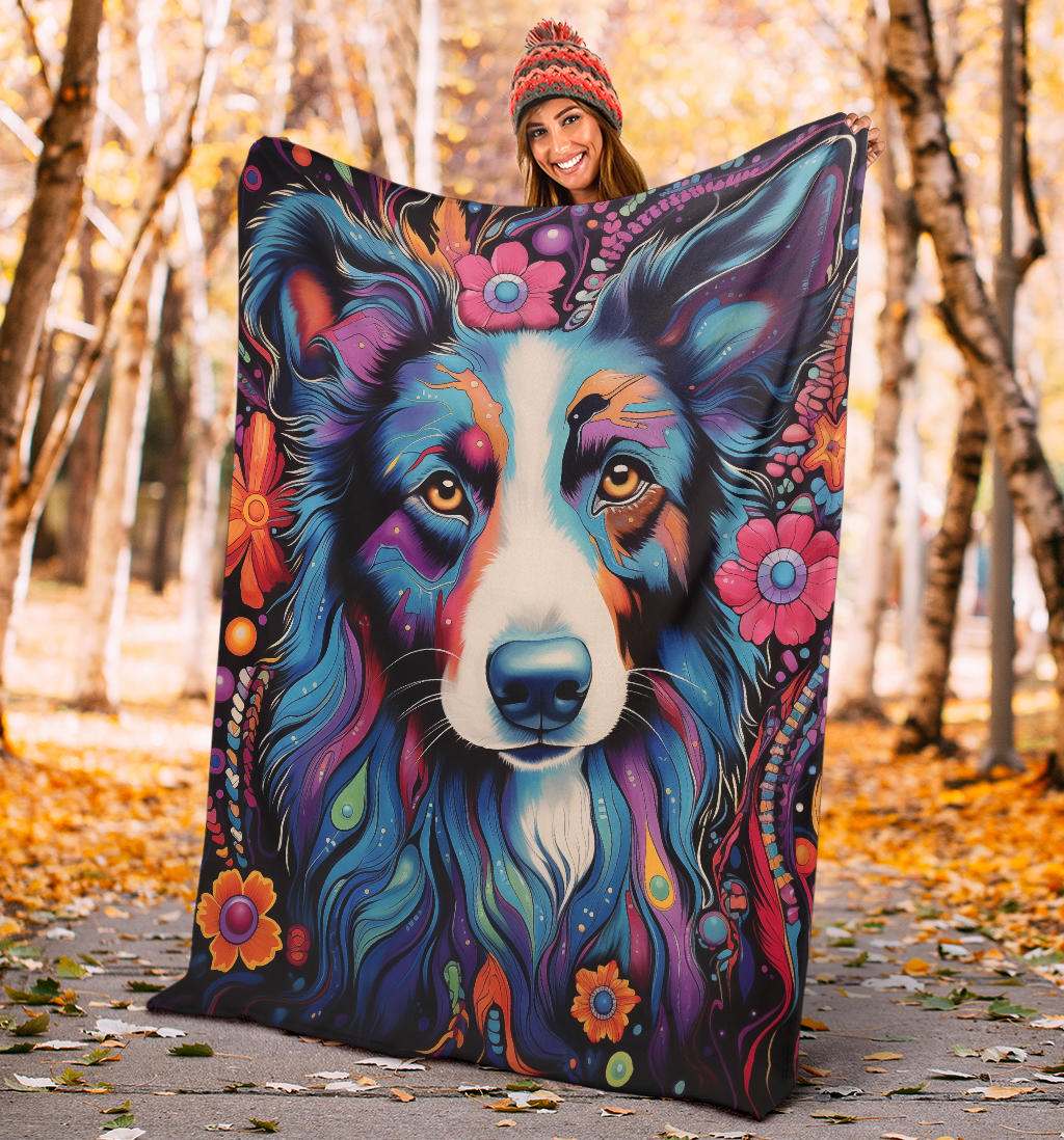 Australian Shepherd Blanket, Australian Shepherd Trippy Psychedelics Blanket, Australian Shepherd Gifts, Australian Shepherd Throw Blanket