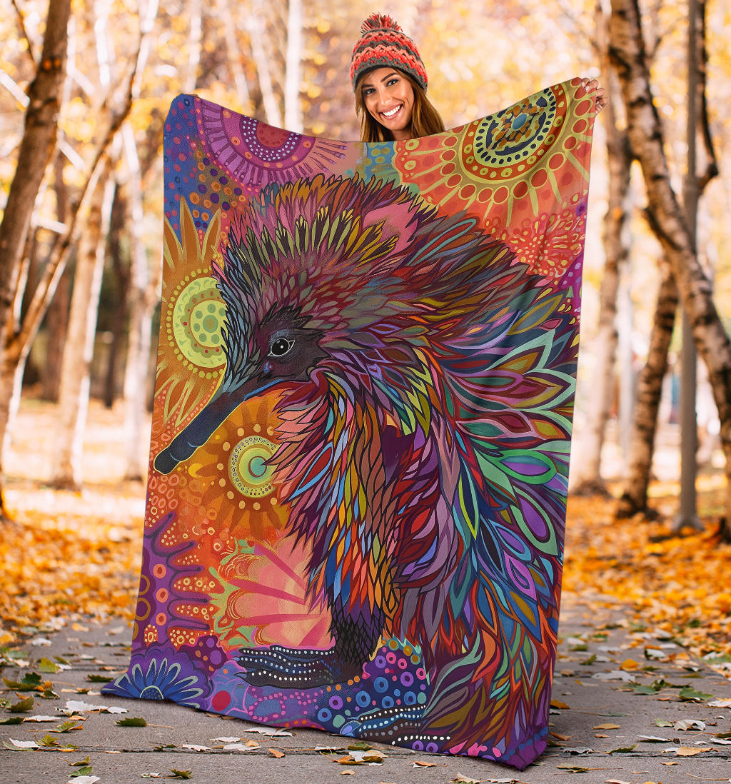 Echidna Blanket, Trippy Psychedelics Echidna Fleece Blanket, Echidna Throw Blanket, Echidna Gifts