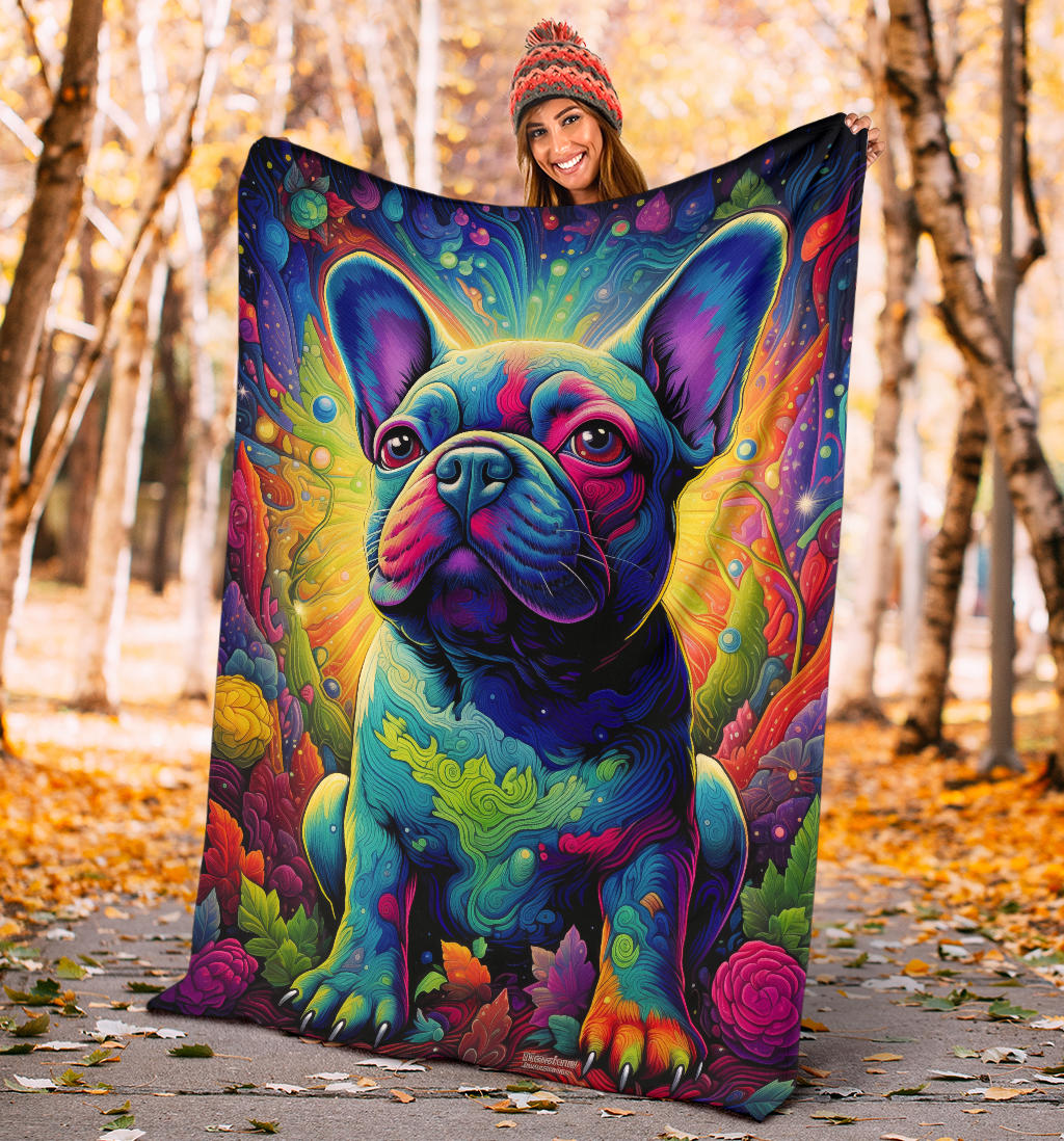 French Bulldog Blanket, French Bulldog Trippy Blanket, French Bulldog Gifts,French Bulldog Throw Blanket