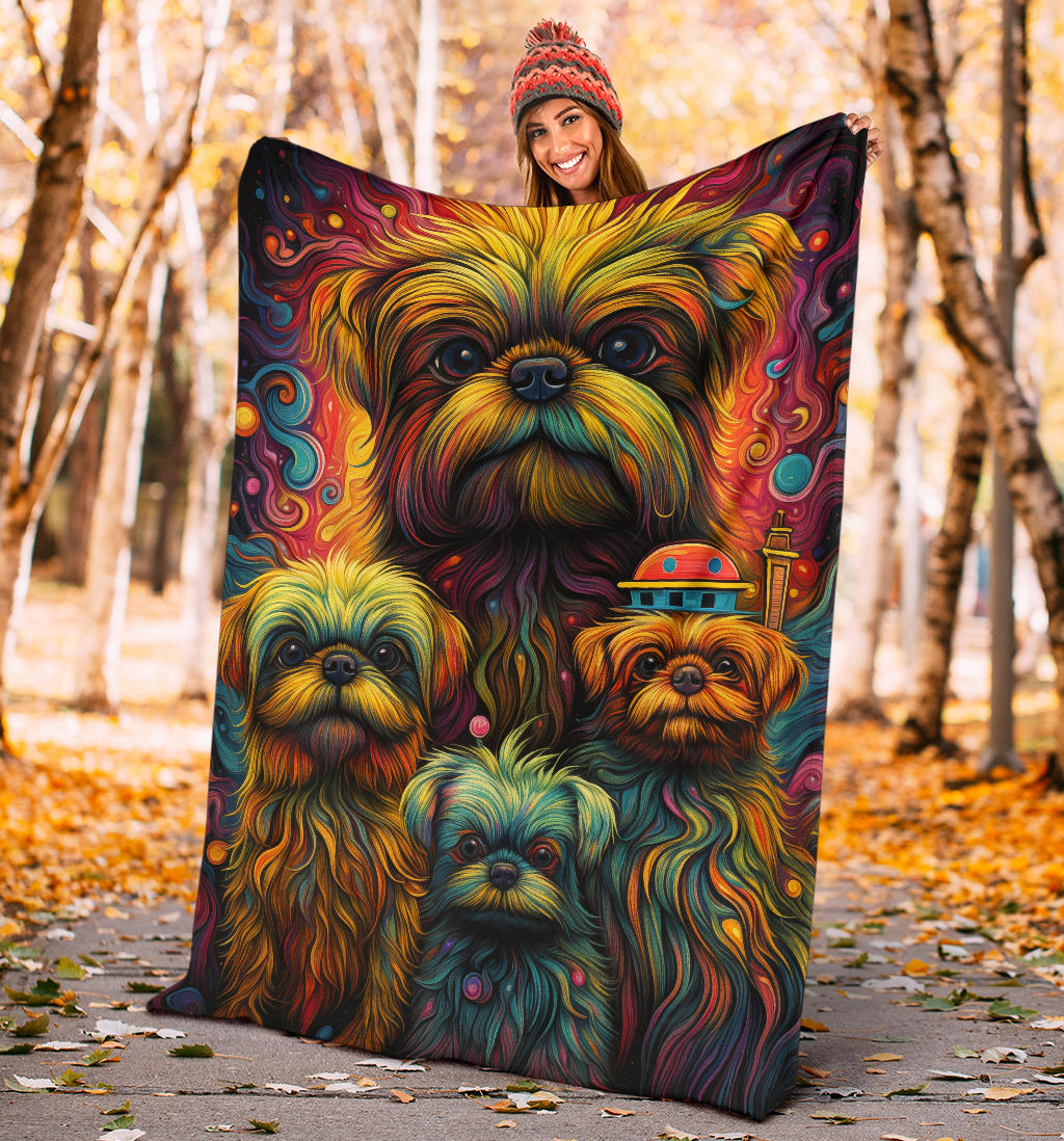 Brussels Griffon Blanket, Trippy Psychedelics Brussels Griffon Fleece Blanket, Brussels Griffon Throw Blanket, Brussels Griffon Gifts