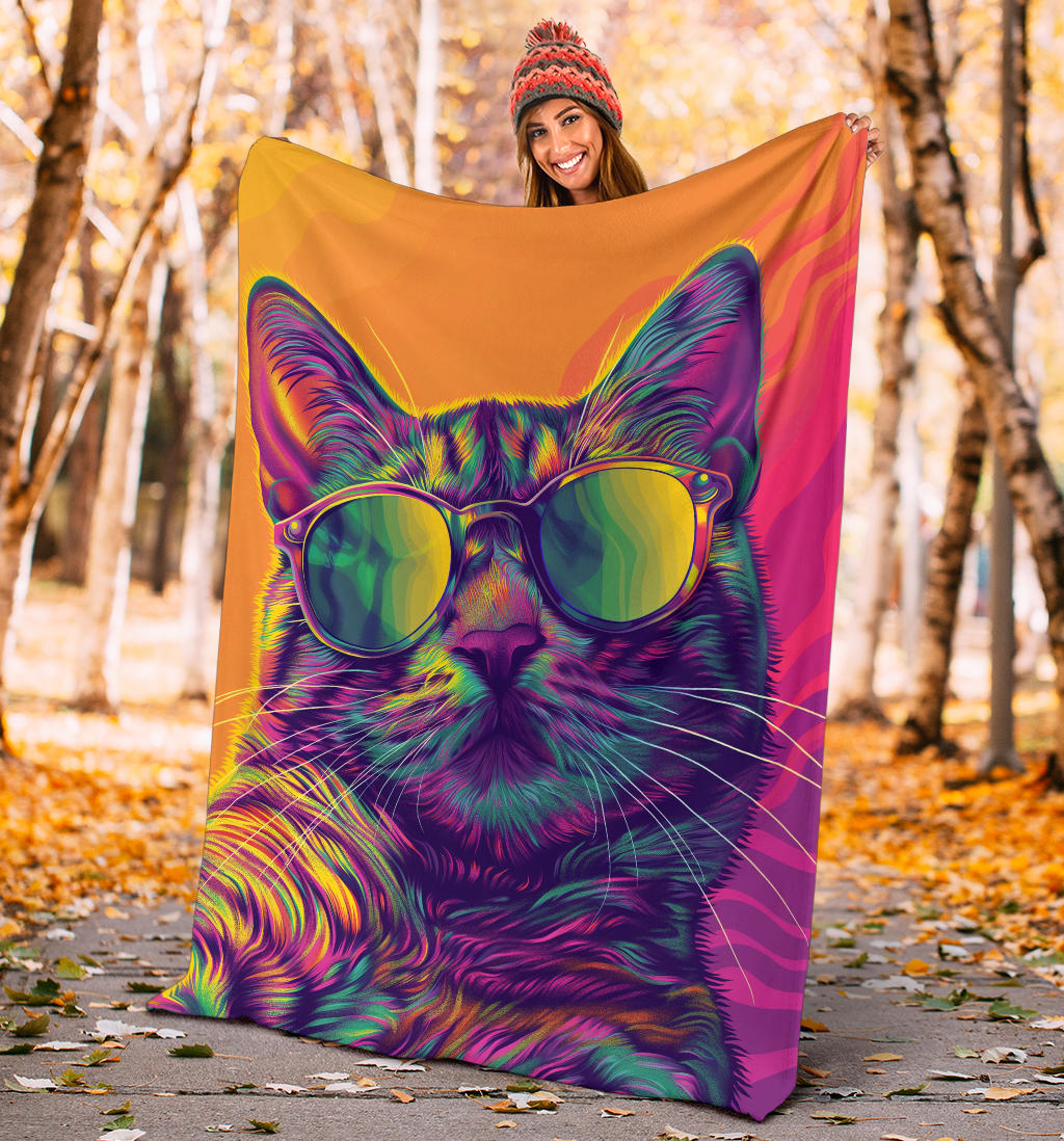 Egyptian Mau cat Blanket, Trippy Psychedelics Egyptian Mau cat Fleece Blanket, Egyptian Mau cat Throw Blanket, Egyptian Mau cat Gifts