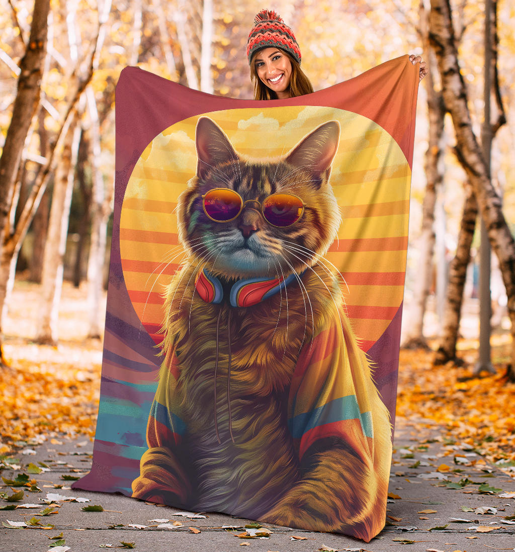 American Curl cat Blanket, Trippy Psychedelics American Curl cat Fleece Blanket, American Curl cat Throw Blanket, American Curl cat Gifts