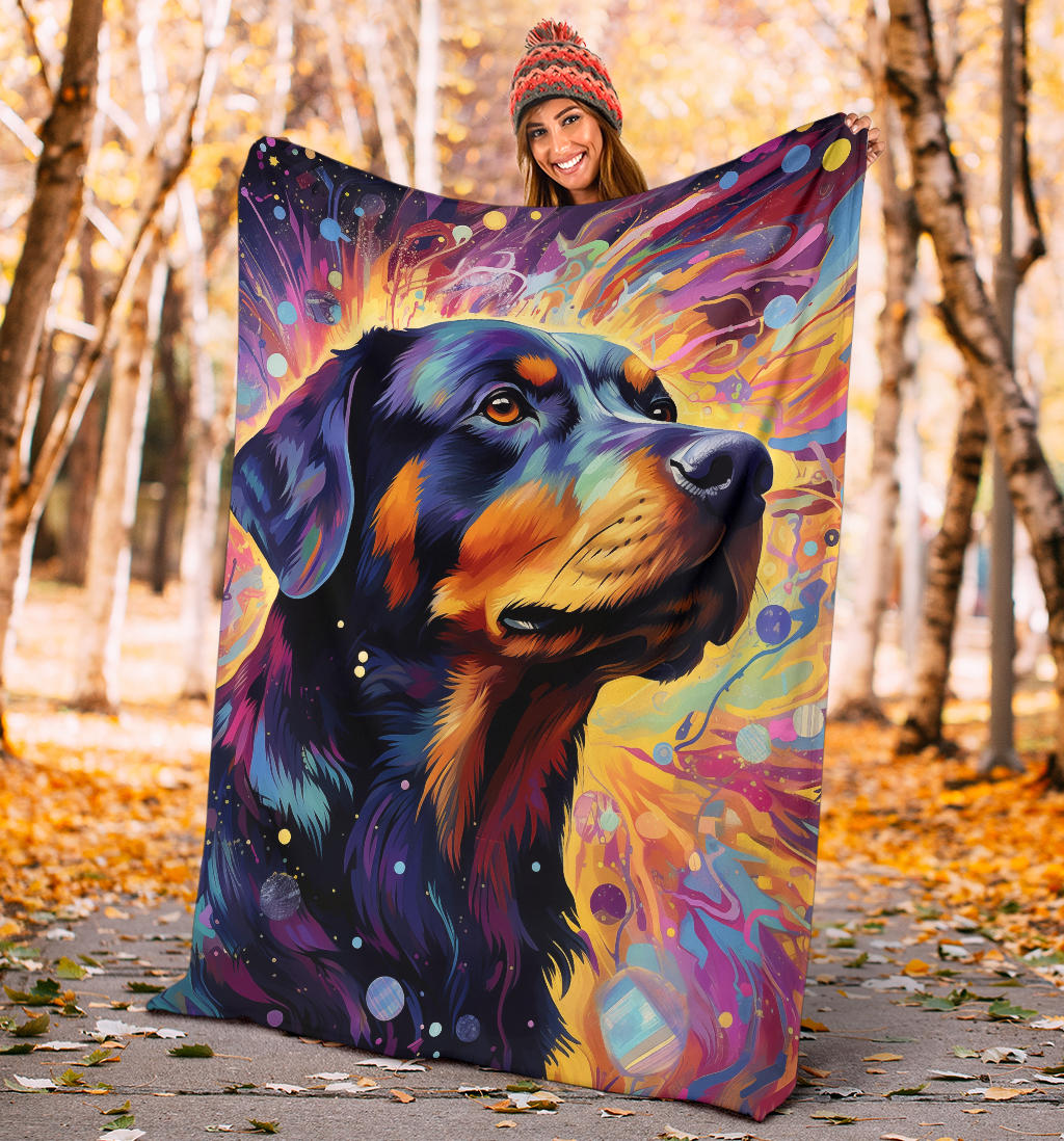 Trippy Psychedelics Rottweiler Blanket, Rottweiler Throw Blanket, Rottweiler Fleece Blanket, Rottweiler Gifts