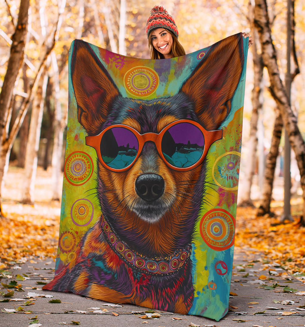 Lancashire Heeler Dog Blanket, Trippy Psychedelics Lancashire Heeler Dog Fleece Blanket, Lancashire Heeler Dog Throw Blanket, Lancashire Heeler Dog Gifts