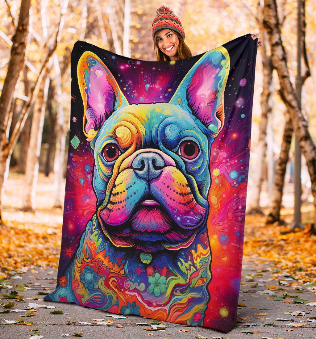 French Bulldog Blanket, French Bulldog Trippy Blanket, French Bulldog Gifts,French Bulldog Throw Blanket