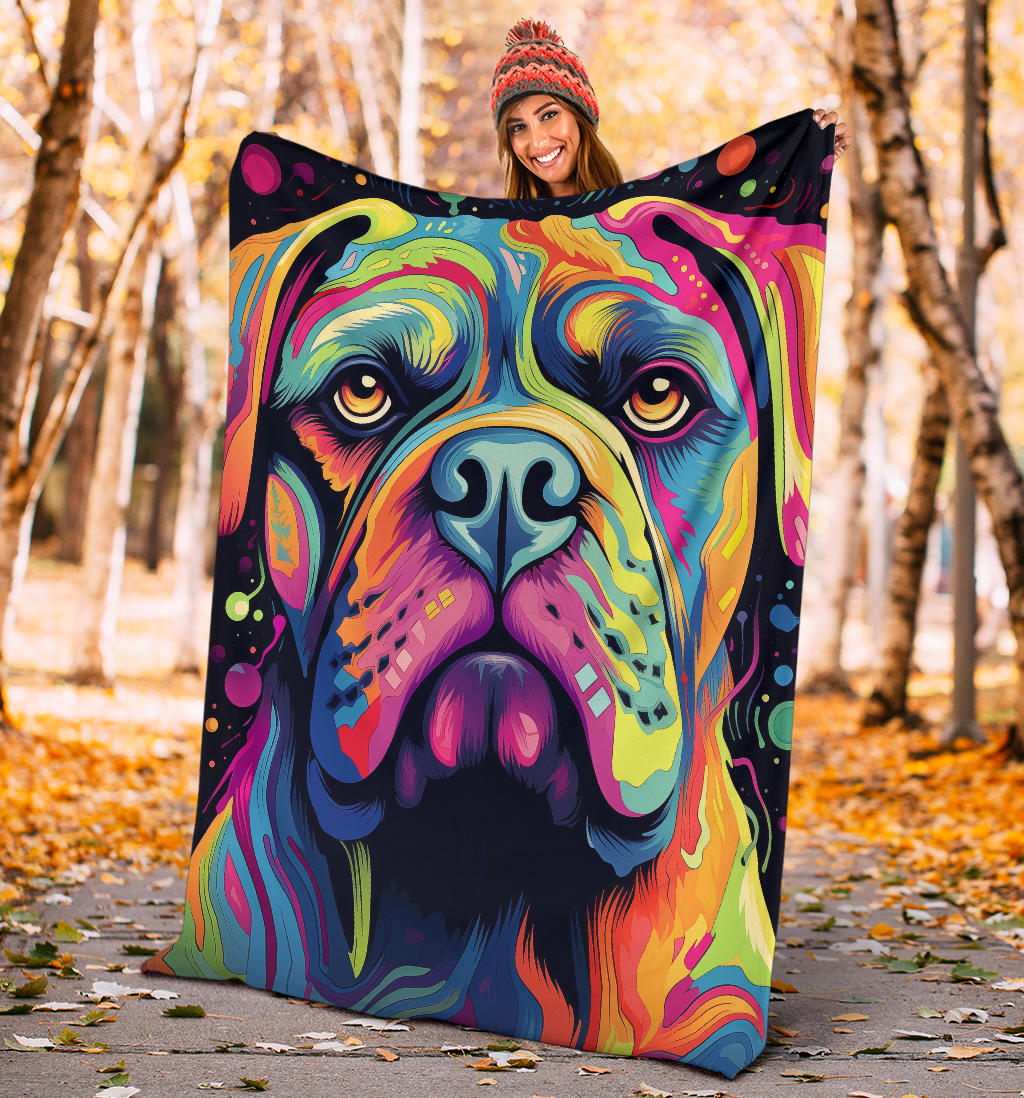 Bullmastiff Blanket, Trippy Psychedelics Bullmastiff Fleece Blanket, Bullmastiff Throw Blanket, Bullmastiff Gifts