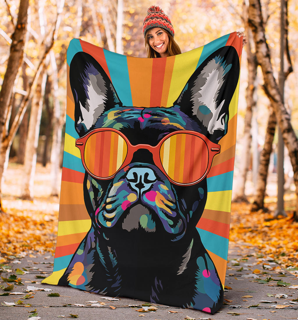 French Bulldog Blanket, Trippy Psychedelics French Bulldog Fleece Blanket, French Bulldog Throw Blanket, French Bulldog Gifts