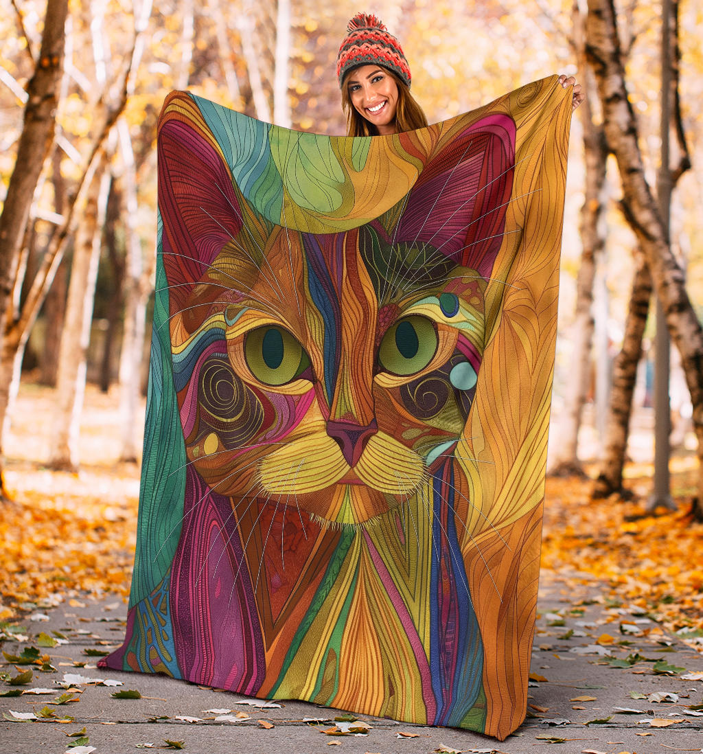 American Wirehair cat Blanket, Trippy Psychedelics American Wirehair cat Fleece Blanket, American Wirehair cat Throw Blanket, American Wirehair cat Gifts